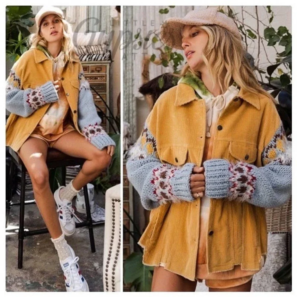 POL Winter Corduroy & Knit Sleeve Jacket - Picture 8 of 13